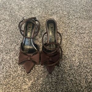 Express Brown Bow Heels